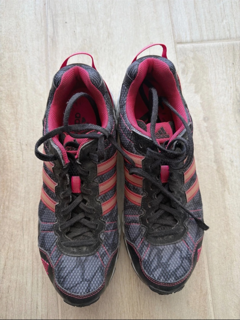 adidas Women's camo Gray and Pink and black Trail Running Sneakers